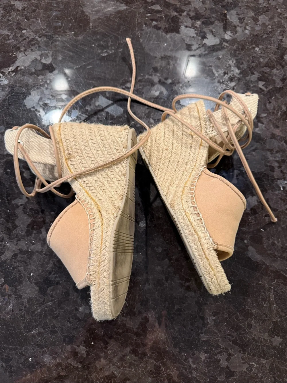 Dolce Vita Nude Lace-Up Espadrille Wedge Sandals